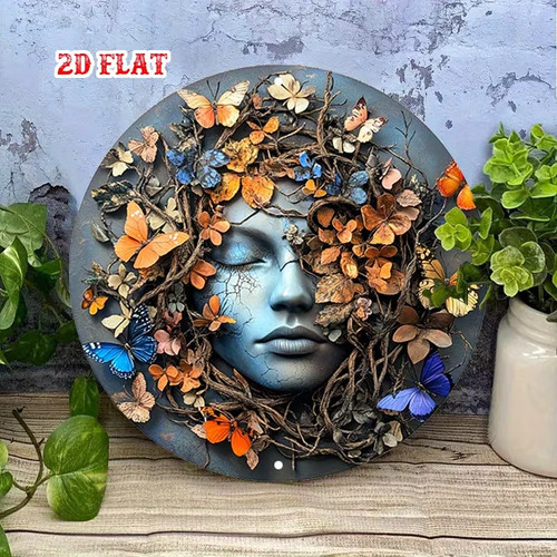 Green man lady leafy face - man,
