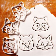 Set of 3 Cute Woodland Critters Cookie Cutters: Baby Fox, Bear, and Raccoon