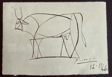 Pablo Picasso Ink Drawing Bull