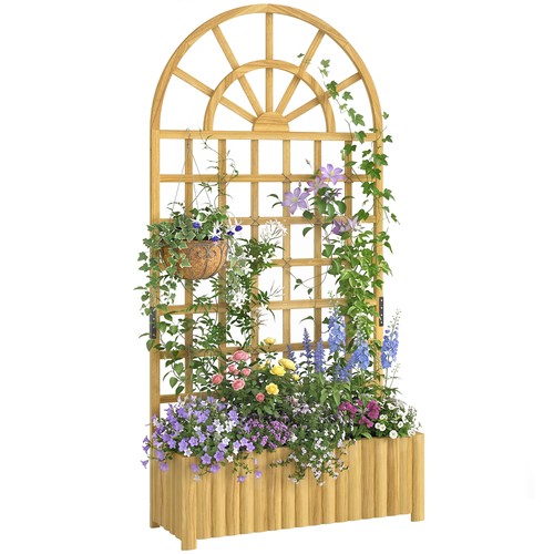 Outsunny wooden raised planter - raised,