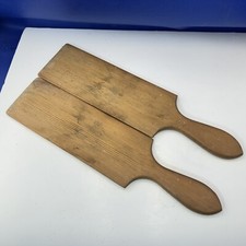 Butter Paddles Devon Wide Wooden Ridged 14" Boards Vintage Country Kitchenware