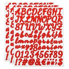 3 Sheet 252 Pcs Self Adhesive Vinyl Letter Number Stickers (Red, 1 Inch)