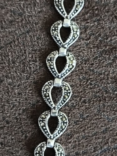 Silver 925 heart marcasite - silver,