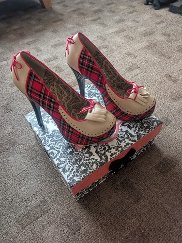 Bordello cream red plaid - pu-red,
