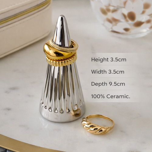 Silver chrome ceramic - chrome, ring