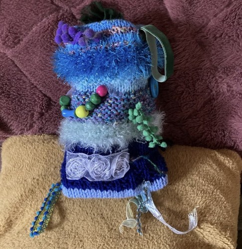Blue hand knitted sensory - knitted,