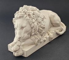 Rinaldi's Sleeping Lion Stone Figure on Plinth - From The Chatsworth Collection 