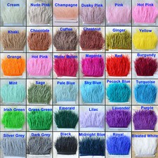 Quality Ostrich Feather Fringe Trim For Millinery Hat Craft Dress 36 Colours 1 M