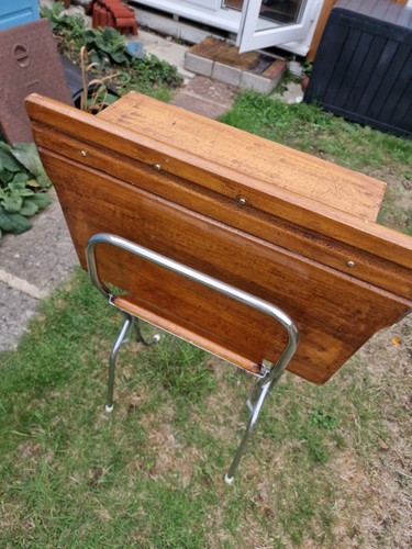 Vintage school desk with seat - vintage,