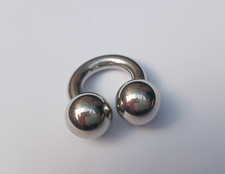horseshoe ring Prince Albert Large 6mm Gauge 16mm Balls Heavy Piercing ear ring