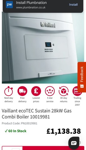 Vaillant ecotec sustain 28kw - sustain,