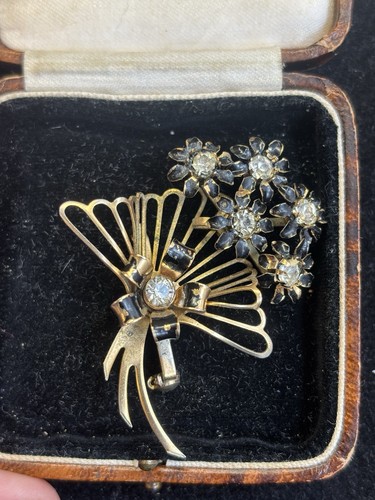Vintage 1950s black enamel - enamel, fan