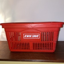 Retro Kwik Save Plastic Shopping Basket – Vintage Store Prop TV Film Set