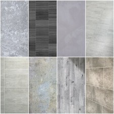 Grey Panels 8mm Tile Effect Panels, Marble Bathroom Cladding Shower Wall Premium
