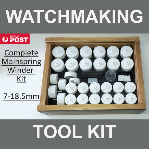Complete mainspring winder set - mainspring,
