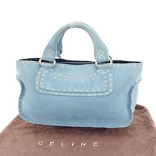 Celine Boogie Bag Leather Handbag Silver Studded Blue, R-0148 #R72135