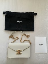 Celine Wallet Chain Bag Shiny Calf Skin In Margo Rice Brand New Authentic In Box