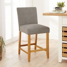 Monty Grey Fabric Counter Bar Stool with Oak Legs - Kitchen Dining  BAR-81