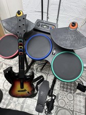 Guitar Hero World Tour Xbox 360 Wireless Drum Kit Drums Bundle Controller game 