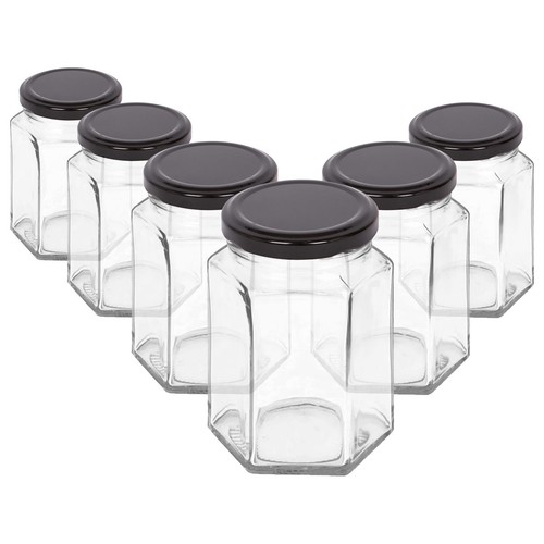 250ml hexagonal glass jam jars - hexagonal,
