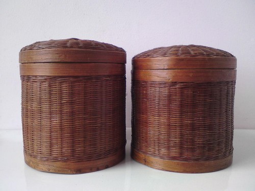 Pair vintage lidded - pair,