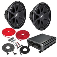 (2) KICKER 43C124 Comp 12" 600W SVC 4-Ohm Car Subwoofers + Amplifier + Amp Kit