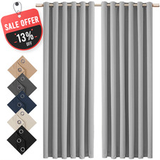 Thick Thermal Blackout Curtains Eyelet Ring Top Ready Made Pair Curtain Panel