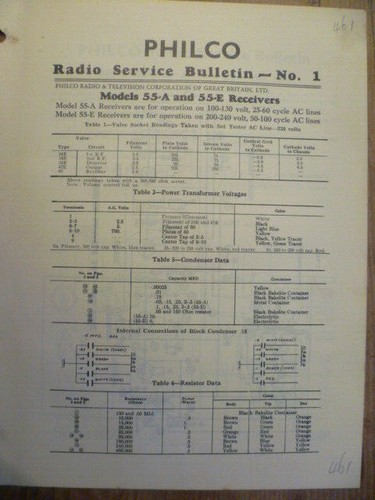 Philco model 55a 55e - ,