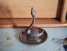 Vintage Seba Silver Plated Swan Ring Holder Trinket Dish