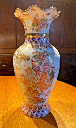 Large peacock flower vase - &,