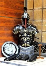 Roman Black Steel Armor Cuirass Set w/ Helmet Shield Leg Guard Cosplay LARP