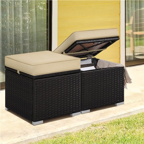 2pcs storage patio rattan - 2pcs,