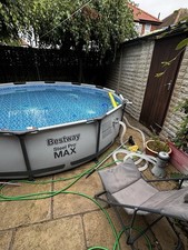 Bestway Steel Pro Max Round Frame Swimming Pool with Filter Pump - Grey