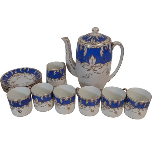 Vintage porcelain tea set blue - porcelain,