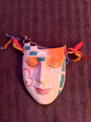 Vintage 80s art deco wall - art, mask