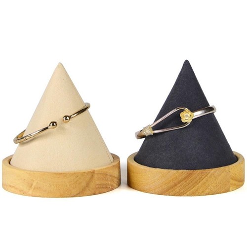 Cone shape wooden bangle - wooden,