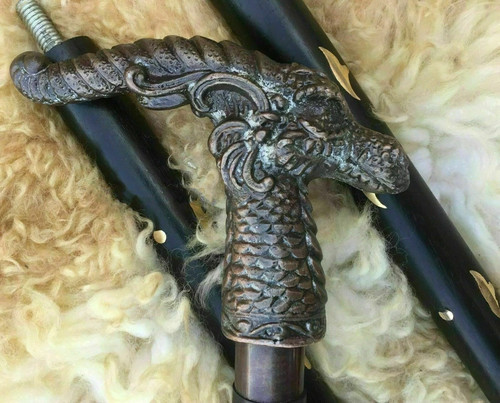 Vintage walking stick - stick, dragon