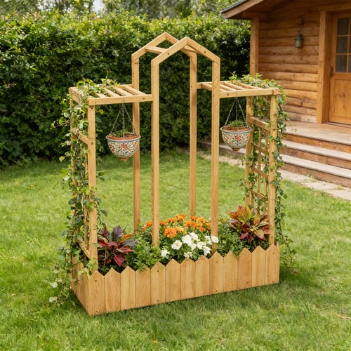 Wooden garden bed outdoor - bed,
