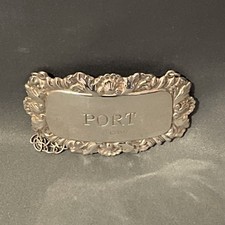 Silver Decanter Label "Port" Hallmarked London 1972 Maker D J Silver London