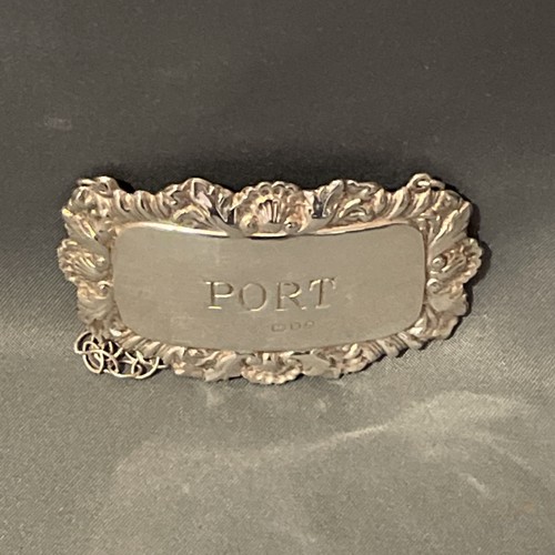 Silver decanter label port - silver, "port"