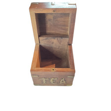 Vintage Wooden Tea Caddy Box With Brass Decoration