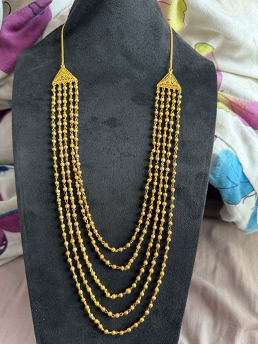 Gold tone strand beaded mala - gold, 5
