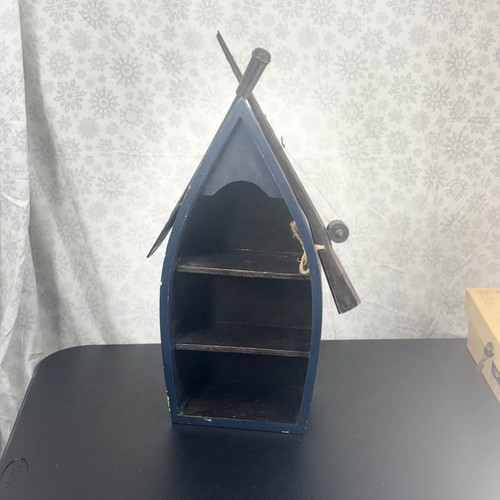 Wooden boat trinket - wooden, display