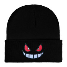 Unisex Gengar Beanie Hat Pokemon Style Knitted Embroidered Soft Thick Warm Cap