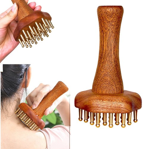 Wooden brass gua sha massage - brass,