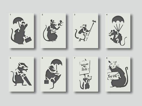 Banksy rat stencils - banksy, wall