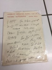 1952 -53 Sunderland association football players autograph sheet