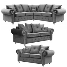 Grey Zoey Plush Velvet L Shape