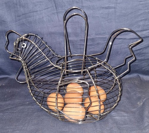 Chrome wire chicken egg basket - chicken,