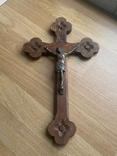 ANTIQUE OAK GOTHIC ARTS & CRAFTS CRUCIFIX